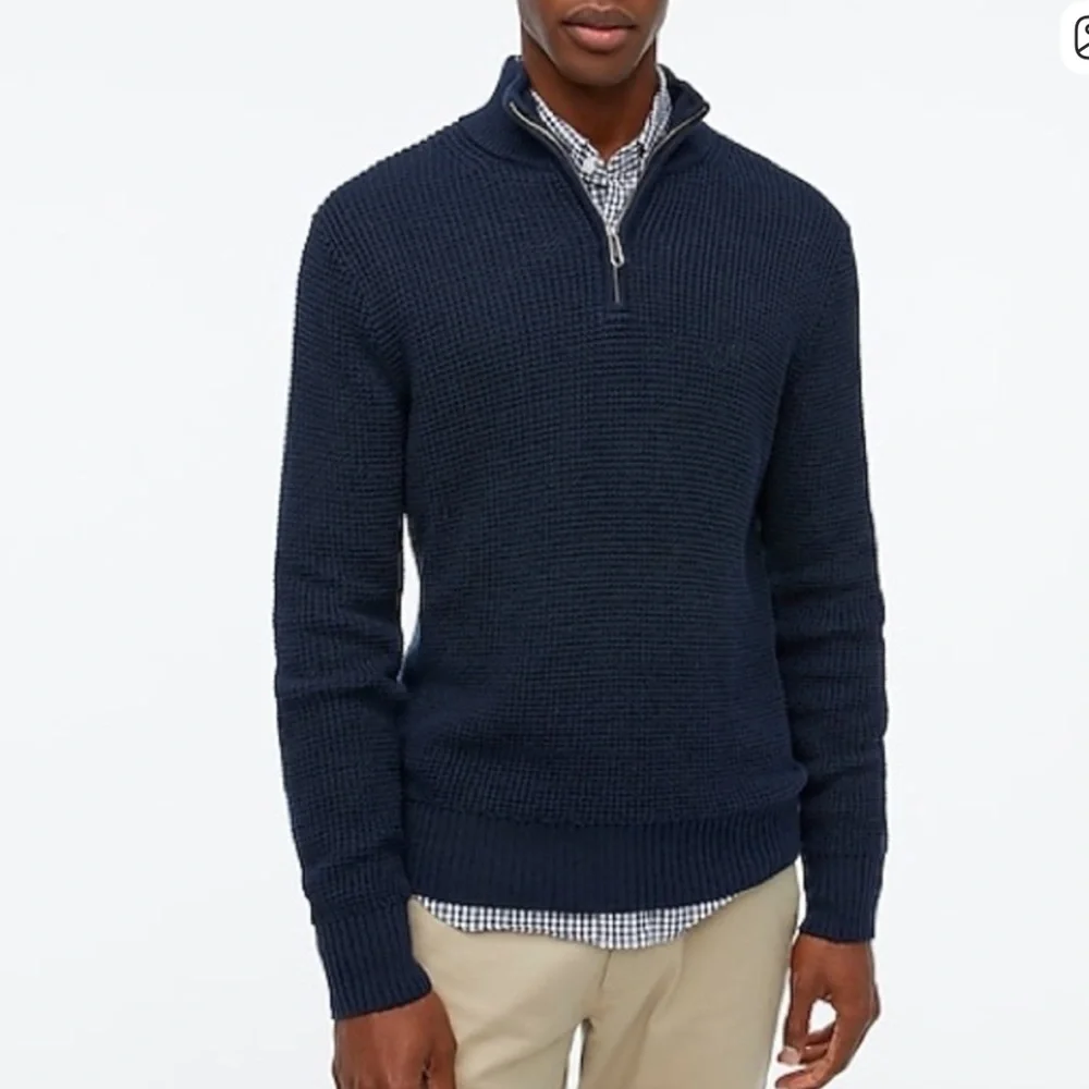 J. Crew Men's Cotton Waffle Knit Half Zip Sweater